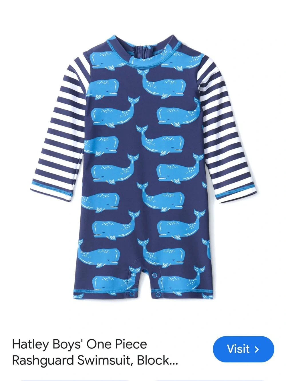 Hatley Navy & Light Blue Whale One-Piece Rashguard for baby boy